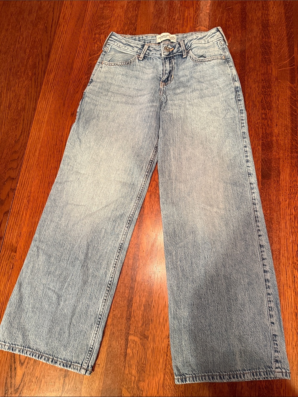 abercrombie Girls Light Blue Wide-Leg Jeans